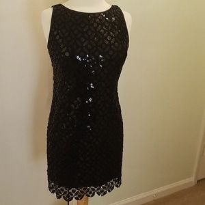 Maggie London Petite Black Sequined Dress 12P